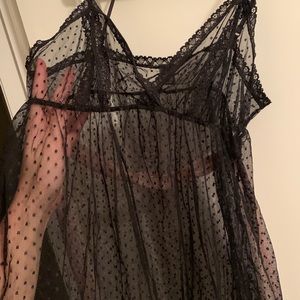 Black dot open cup babydoll